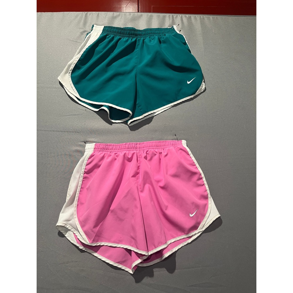 Nike Dri-FIT Tempo Running Shorts Bundle Pink Teal Green Girls Large 2 Pairs-116